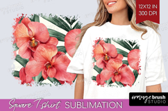 Tropical Flowers Square Tshirt Background - Floral PNG Product Image 1