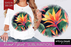 Tropical Flowers Round Tshirt Background - Floral PNG Product Image 1