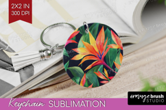 Tropical Flowers Keychain PNG - Floral Keychain Sublimation Product Image 1
