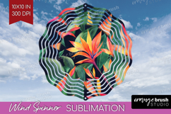 Tropical Flowers Wind Spinner Sublimation PNG - Floral Round Product Image 1