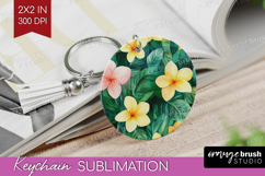 Tropical Flowers Keychain PNG - Floral Keychain Sublimation Product Image 1