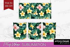Tropical Flowers Mug Wrap - Floral Mug PNG Sublimation Product Image 1
