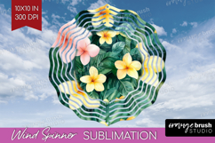 Tropical Flowers Wind Spinner Sublimation PNG - Floral Round Product Image 1