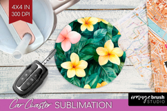 Tropical Flowers Car Coaster - Floral Coaster PNG Product Image 1