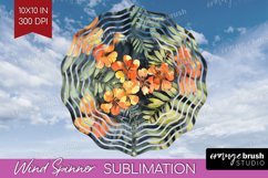 Tropical Flowers Wind Spinner Sublimation PNG - Floral Round Product Image 1