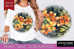 Tropical Flowers Round Tshirt Background - Floral PNG Product Image 1