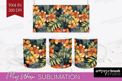 Tropical Flowers Mug Wrap - Floral Mug PNG Sublimation Product Image 1