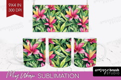 Tropical Flowers Mug Wrap - Floral Mug PNG Sublimation Product Image 1