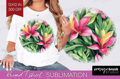 Tropical Flowers Round Tshirt Background - Floral PNG Product Image 1