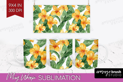 Tropical Flowers Mug Wrap - Floral Mug PNG Sublimation Product Image 1