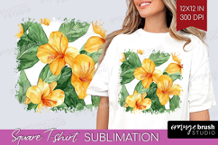 Tropical Flowers Square Tshirt Background - Floral PNG Product Image 1