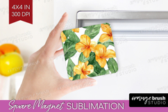 Tropical Flowers Magnet Sublimation - Floral Square Magnet Product Image 1