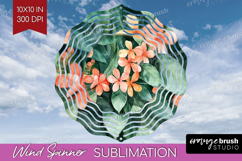 Tropical Flowers Wind Spinner Sublimation PNG - Floral Round Product Image 1