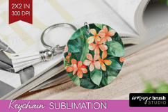 Tropical Flowers Keychain PNG - Floral Keychain Sublimation Product Image 1