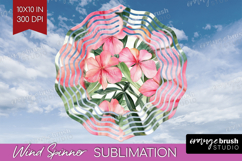 Tropical Flowers Wind Spinner Sublimation PNG - Floral Round Product Image 1