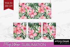 Tropical Flowers Mug Wrap - Floral Mug PNG Sublimation Product Image 1