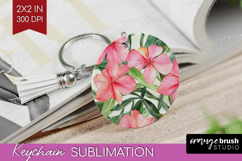 Tropical Flowers Keychain PNG - Floral Keychain Sublimation Product Image 1