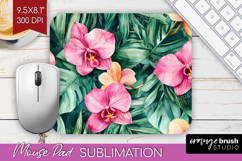 Tropical Flowers Mouse Pad Sublimation - Floral Mousepad PNG Product Image 1