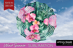 Tropical Flowers Wind Spinner Sublimation PNG - Floral Round Product Image 1