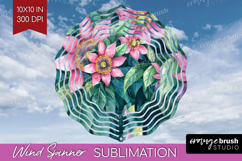 Tropical Flowers Wind Spinner Sublimation PNG - Floral Round Product Image 1