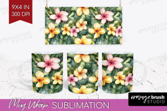 Tropical Flowers Mug Wrap - Floral Mug PNG Sublimation Product Image 1