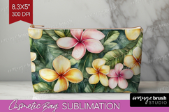 Tropical Flowers Cosmetic Bag - Floral Makeup Bag PNG Product Image 1