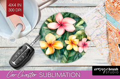 Tropical Flowers Car Coaster - Floral Coaster PNG Product Image 1