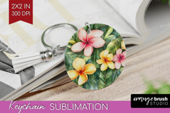 Tropical Flowers Keychain PNG - Floral Keychain Sublimation Product Image 1