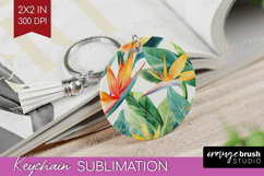 Tropical Flowers Keychain PNG - Floral Keychain Sublimation Product Image 1