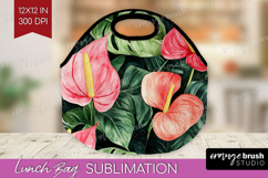 Tropical Flowers Lunch Bag - Floral Lunch Bug PNG Product Image 1