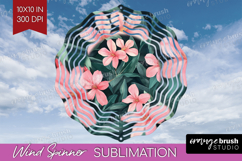 Tropical Flowers Wind Spinner Sublimation PNG - Floral Round Product Image 1