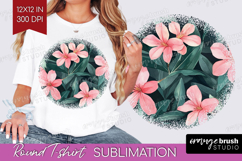 Tropical Flowers Round Tshirt Background - Floral PNG Product Image 1