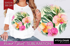 Tropical Flowers Round Tshirt Background - Floral PNG Product Image 1
