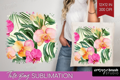 Tropical Flowers Tote Bag - Floral Tote Bag PNG Sublimation Product Image 1