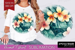 Tropical Flowers Round Tshirt Background - Floral PNG Product Image 1