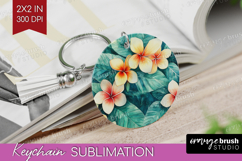 Tropical Flowers Keychain PNG - Floral Keychain Sublimation Product Image 1