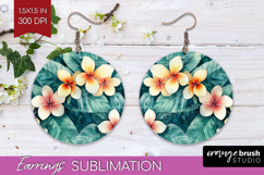 Tropical Flowers Round Earrings - Floral PNG Sublimation Product Image 1