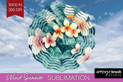 Tropical Flowers Wind Spinner Sublimation PNG - Floral Round Product Image 1