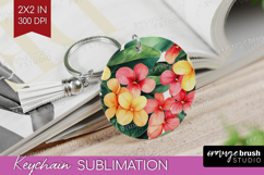 Tropical Flowers Keychain PNG - Floral Keychain Sublimation Product Image 1