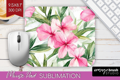 Tropical Flowers Mouse Pad Sublimation - Floral Mousepad PNG Product Image 1