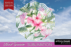 Tropical Flowers Wind Spinner Sublimation PNG - Floral Round Product Image 1