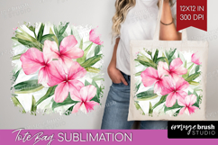 Tropical Flowers Tote Bag - Floral Tote Bag PNG Sublimation Product Image 1