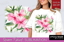 Tropical Flowers Square Tshirt Background - Floral PNG Product Image 1