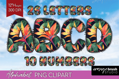 Flowers Doodle Aphabet Clipart - Tropical Letters PNG Product Image 1
