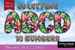 Flowers Doodle Aphabet Clipart - Tropical Letters PNG Product Image 1