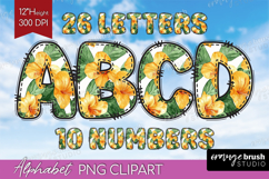 Flowers Doodle Aphabet Clipart - Tropical Letters PNG Product Image 1
