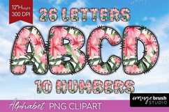 Flowers Doodle Aphabet Clipart - Tropical Letters PNG Product Image 1