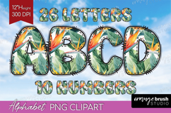 Flowers Doodle Aphabet Clipart - Tropical Letters PNG Product Image 1