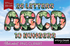 Flowers Doodle Aphabet Clipart - Tropical Letters PNG Product Image 1
