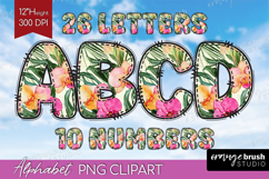 Flowers Doodle Aphabet Clipart - Tropical Letters PNG Product Image 1